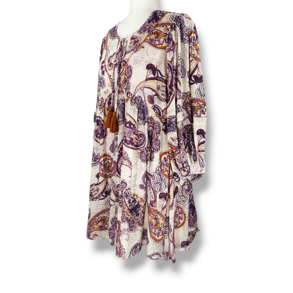 Band of the Free Lyonnette Paisley Boho Cottagecore Mini Dress S Puff Sleeve NWT - Picture 2 of 10